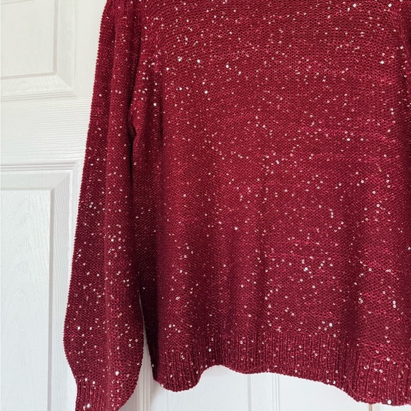 Vero Moda Leilani Black Knit Sequin Holiday Bling Balloon Sleeve Sweater - Picture 8 of 10